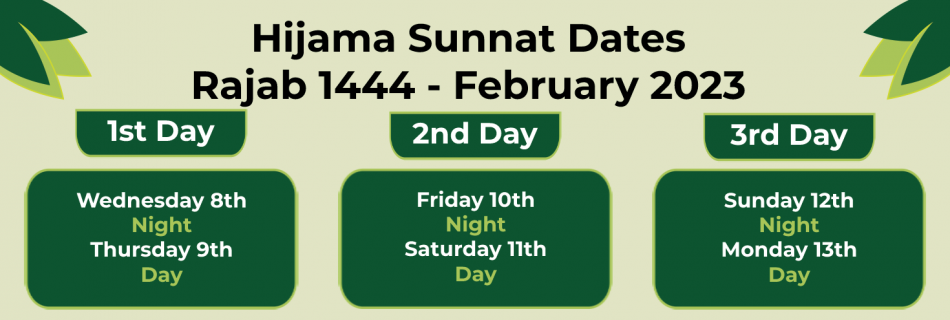 Hijama Rajab 1444 February 2023