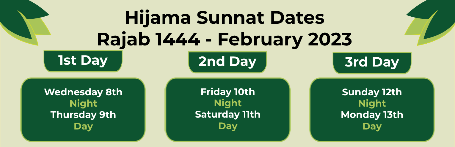 Hijama Rajab 1444 February 2023