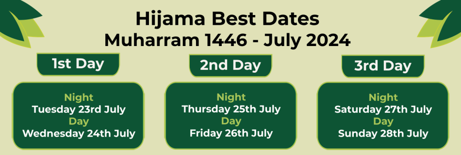 1446-01 muharram 1446 Hijama Dates محرم الحرام ۱۴۴۶ حجامہ تاریخیں