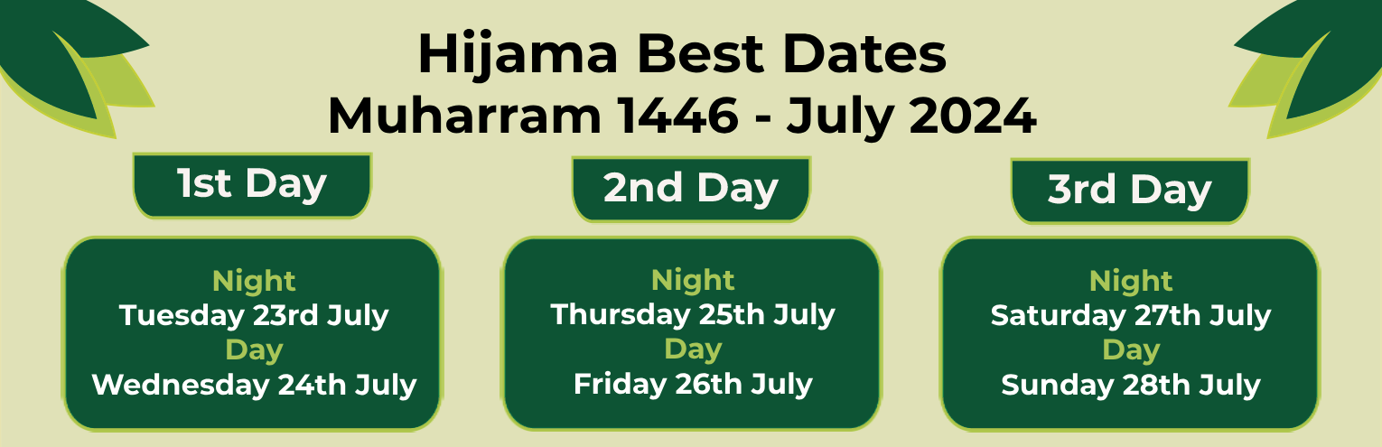1446-01 muharram 1446 Hijama Dates محرم الحرام ۱۴۴۶ حجامہ تاریخیں